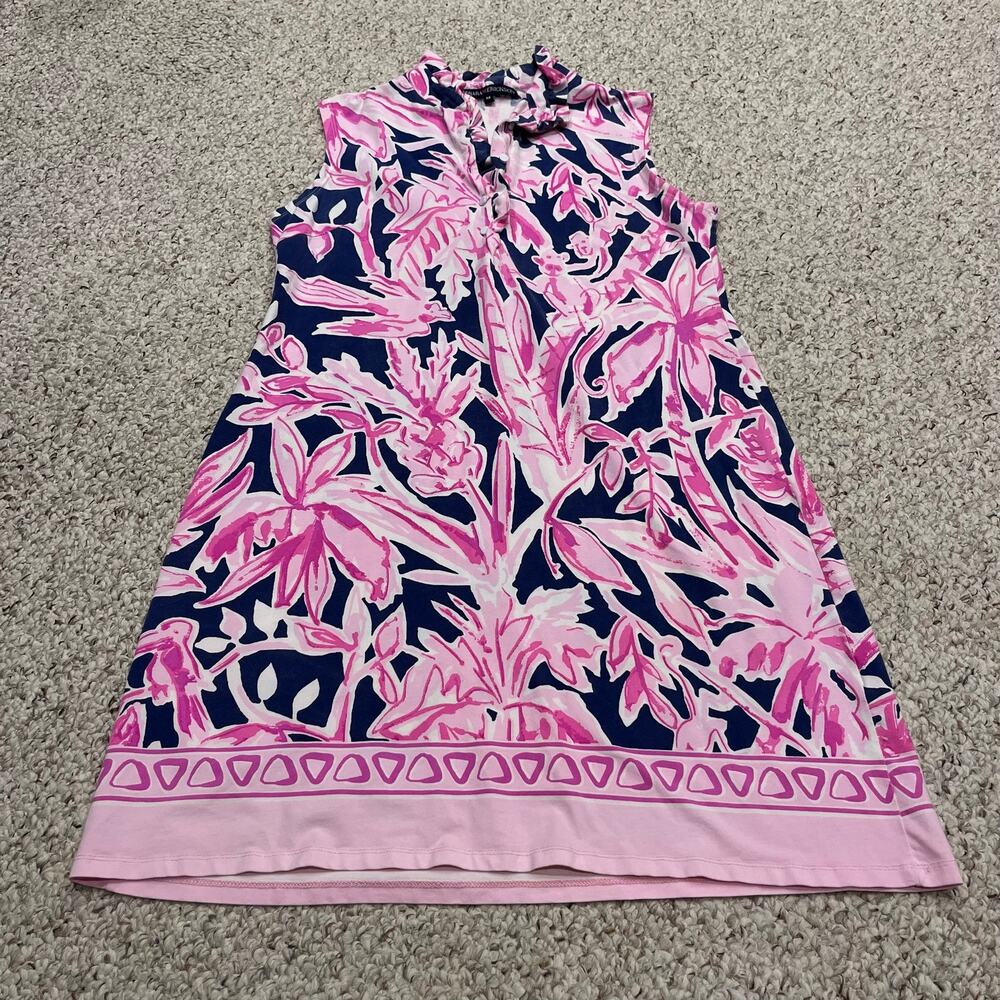 Barbara Erickson Sleeveless Floral Animal Print Dress M Preppy Resortwear Casual